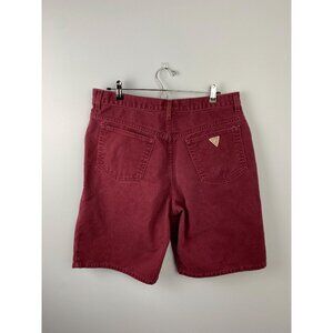Vintage Guess Jorts, Men's Jean Shorts, Burgundy Red Size 36, 90s USA Made Guess